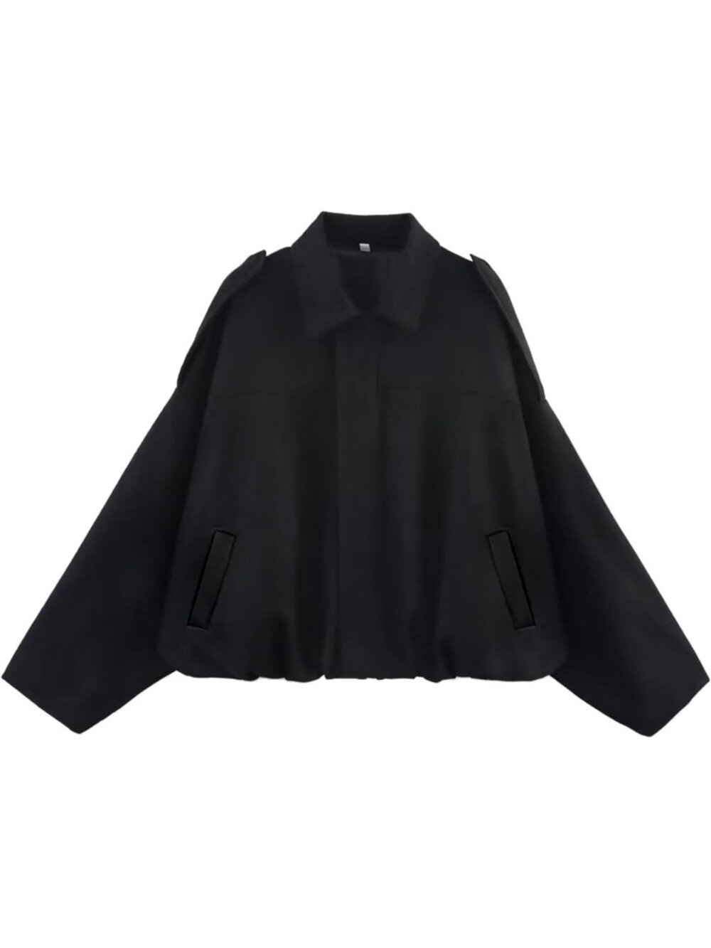 Women's Black Faux Suede Long Sleeve Lapel Collar 2 Pockets Zip Up Bomber Jacket